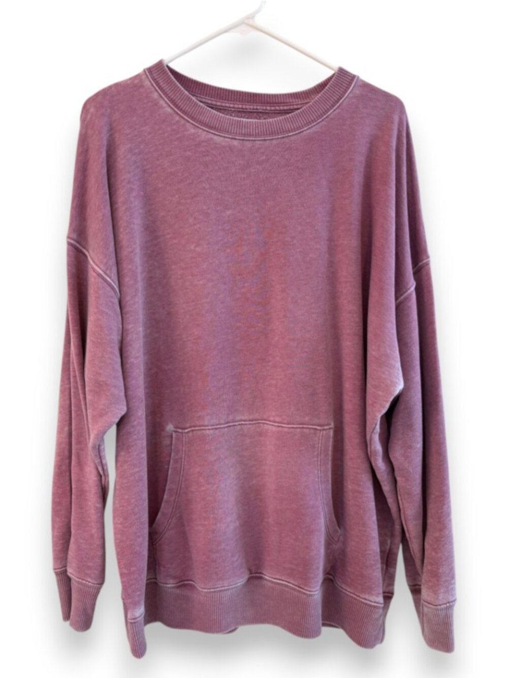 American Eagle Mauve Jegging Fit Oversized Crewneck Sweatshirt Distressed Small